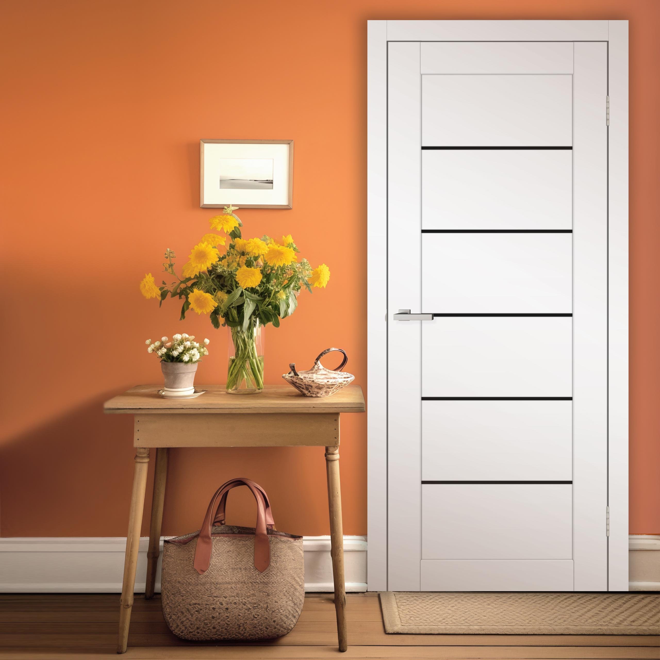 Двери Испания стекло черное 2000х900 мм Белый (60827)