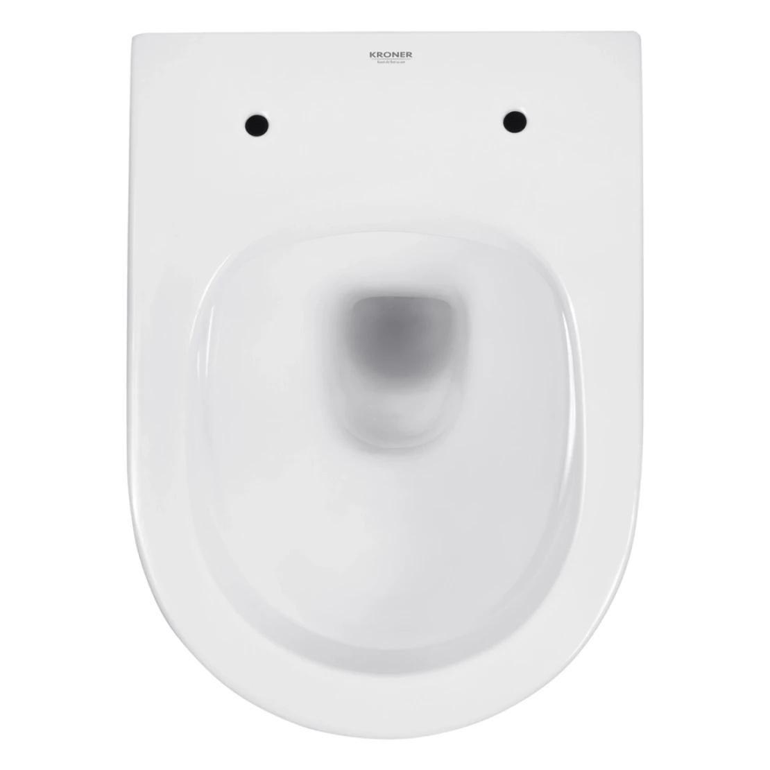 Унитаз подвесной Kroner Harz WHI493736 Rimless безобедочный с сиденьем Slim Duroplast 335х360 мм Белый (KH493736WHIR) - фото 4 Унитаз подвесной Kroner Harz WHI493736 Rimless безобедочный с сиденьем Slim Duroplast 335х360 мм Белый (KH493736WHIR) - фото 4