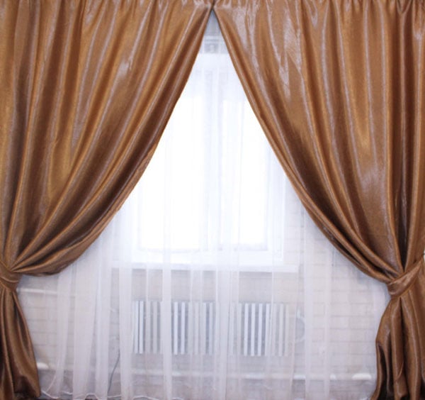 Шторы короткие Pivdenne блэкаут 135х190 2 шт. Светло-коричневый (82992-135)