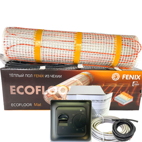 Комплект теплого пола под плитку Fenix LDTS Нагревательный мат 8,8 м2 с механическим терморегулятором Черный (50073)