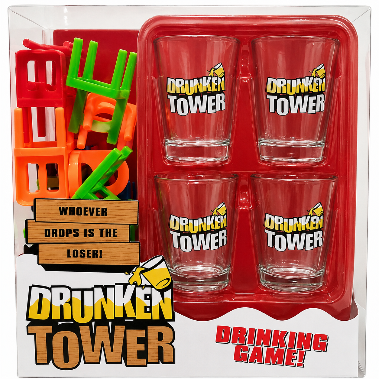 Настольная игра для взрослых Дженга Drunken Tower Jenga с 4 рюмками (35223515)