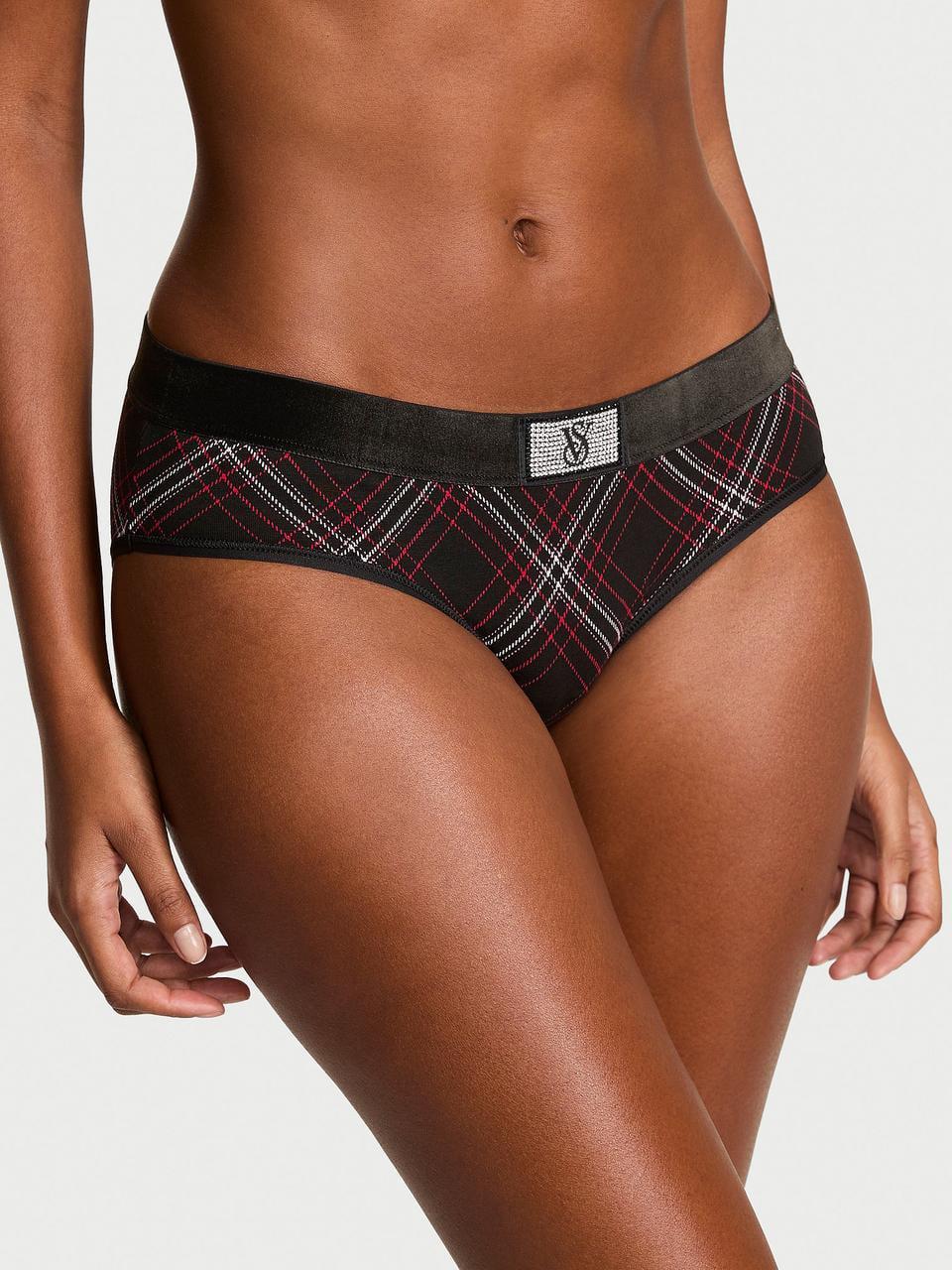 Трусики женские Victoria's Secret Logo Cotton Shine Patch Velvet Hiphugger XXL Черный (42112955166999)