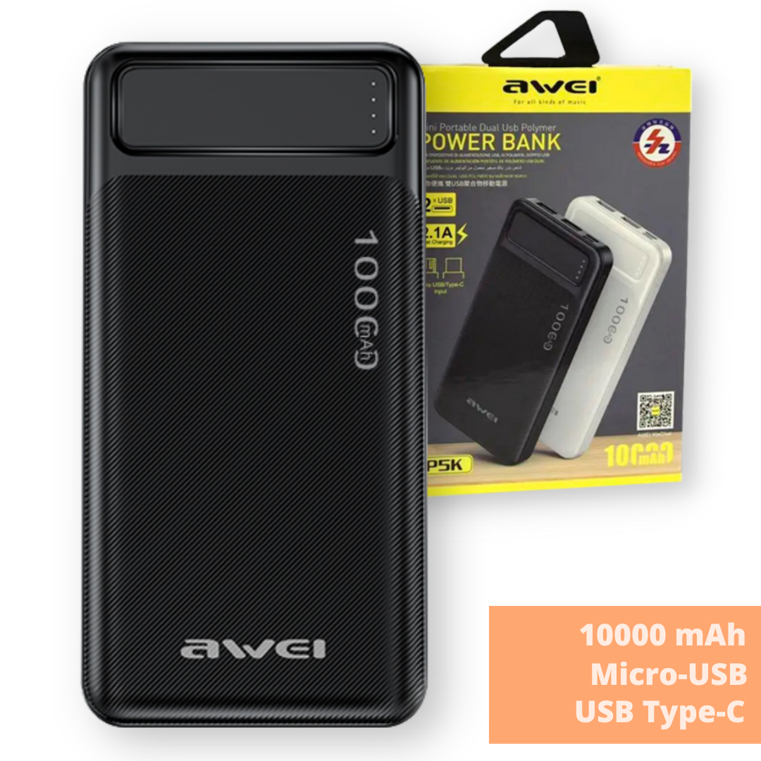 Портативный аккумулятор AWEI P5K 10000 mAh Черный (AM-3163_402) - фото 2