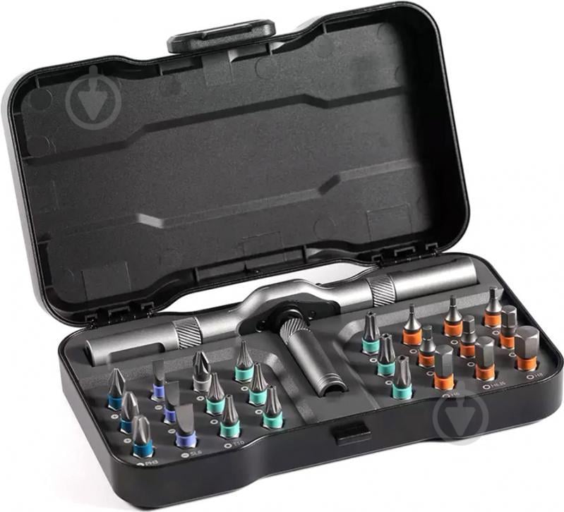 Набір викруток з тріскачкою Duka RS1 + 24 насадки Black (JDR) Набір викруток з тріскачкою Duka RS1 + 24 насадки Black (JDR)