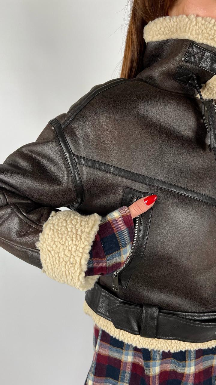 Дублянка жіноча Бренд #265-03 L Коричневий (23918463) - фото 5 Дублянка жіноча Бренд #265-03 L Коричневий (23918463) - фото 5