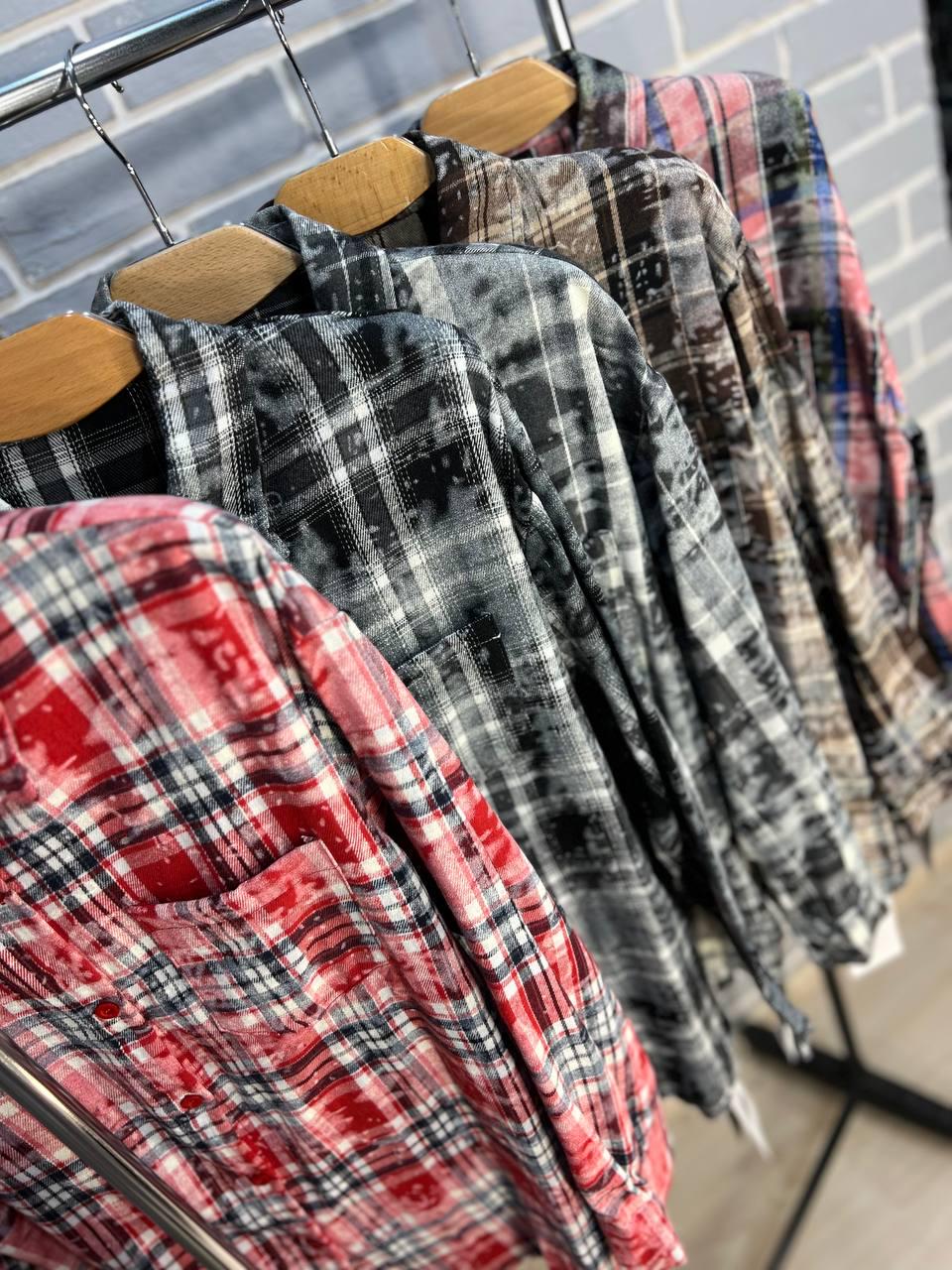 Рубашка женская A-N 2775 клетчатая вареная в клетку оверсайз коттон OS Черный (2905) - фото 7