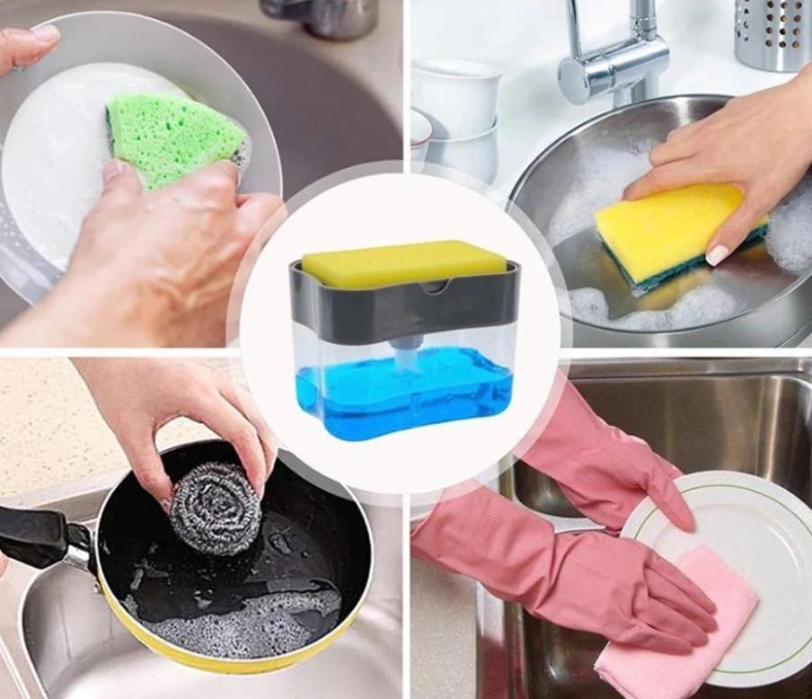 Дозатор мийного засобу Soap Pump Sponge Caddy для посуду з органайзером для мочалки - фото 7