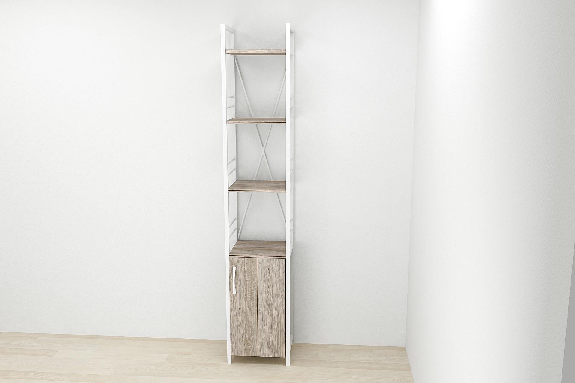 Этажерка Ferrum-decor Коннект 4/34 с тумбой ДСП 179x34x28 см Белый/Сонома Трюфель (FRD-104474)