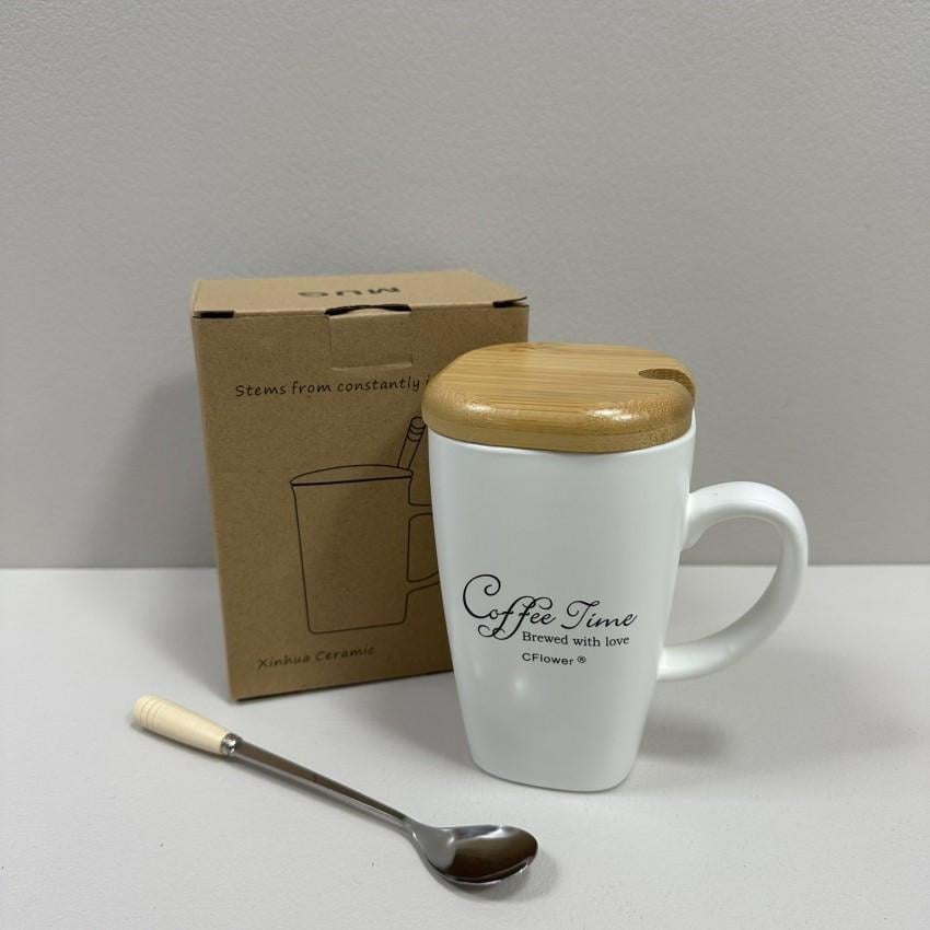 Чашка с бамбуковой крышкой и ложкой LED Simple Things D B060486 360 мл Белый Чашка с бамбуковой крышкой и ложкой LED Simple Things D B060486 360 мл Белый