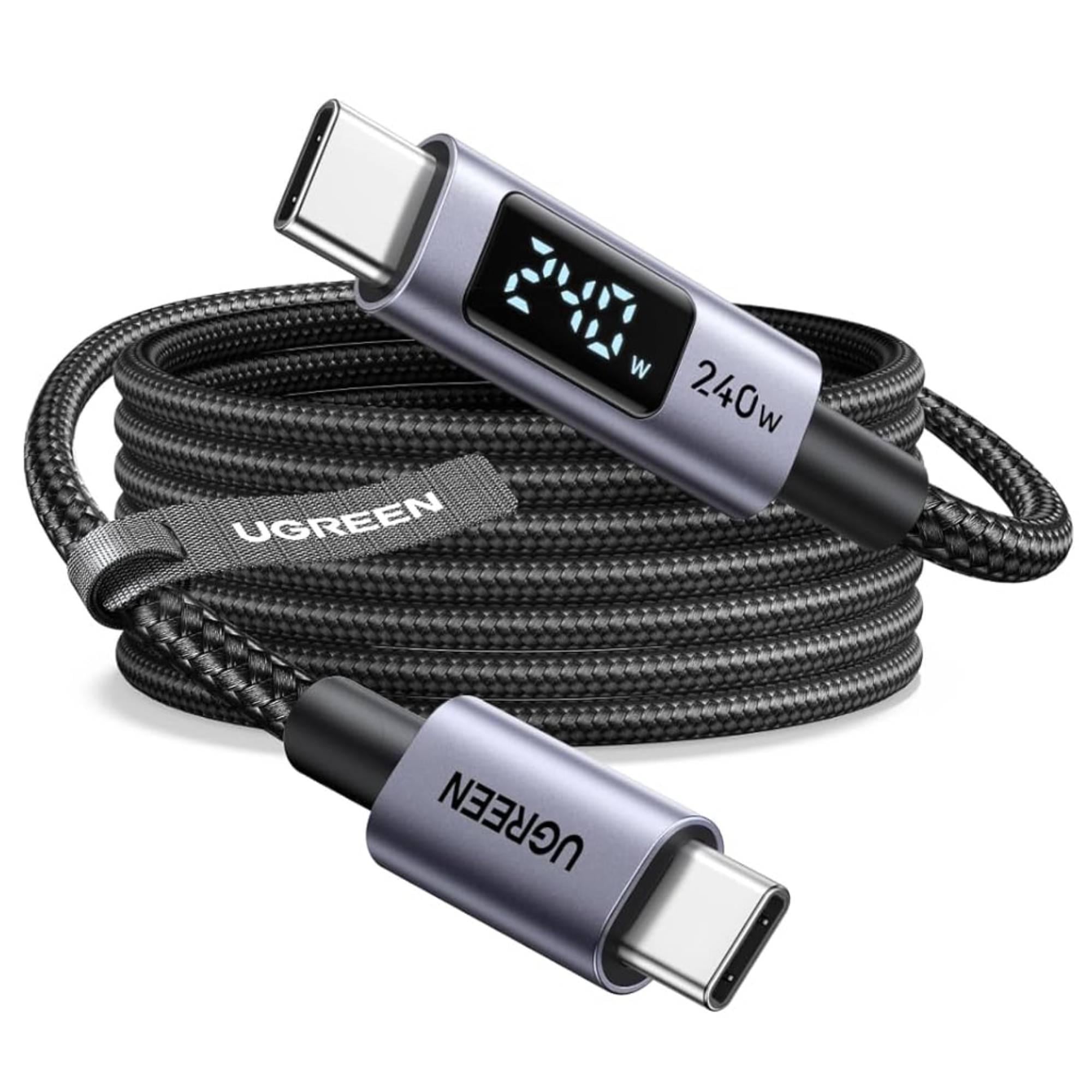 Кабель зарядный UGREEN L530 USB-C USB-C 240 Вт с дисплеем 3 м Черный (65868)