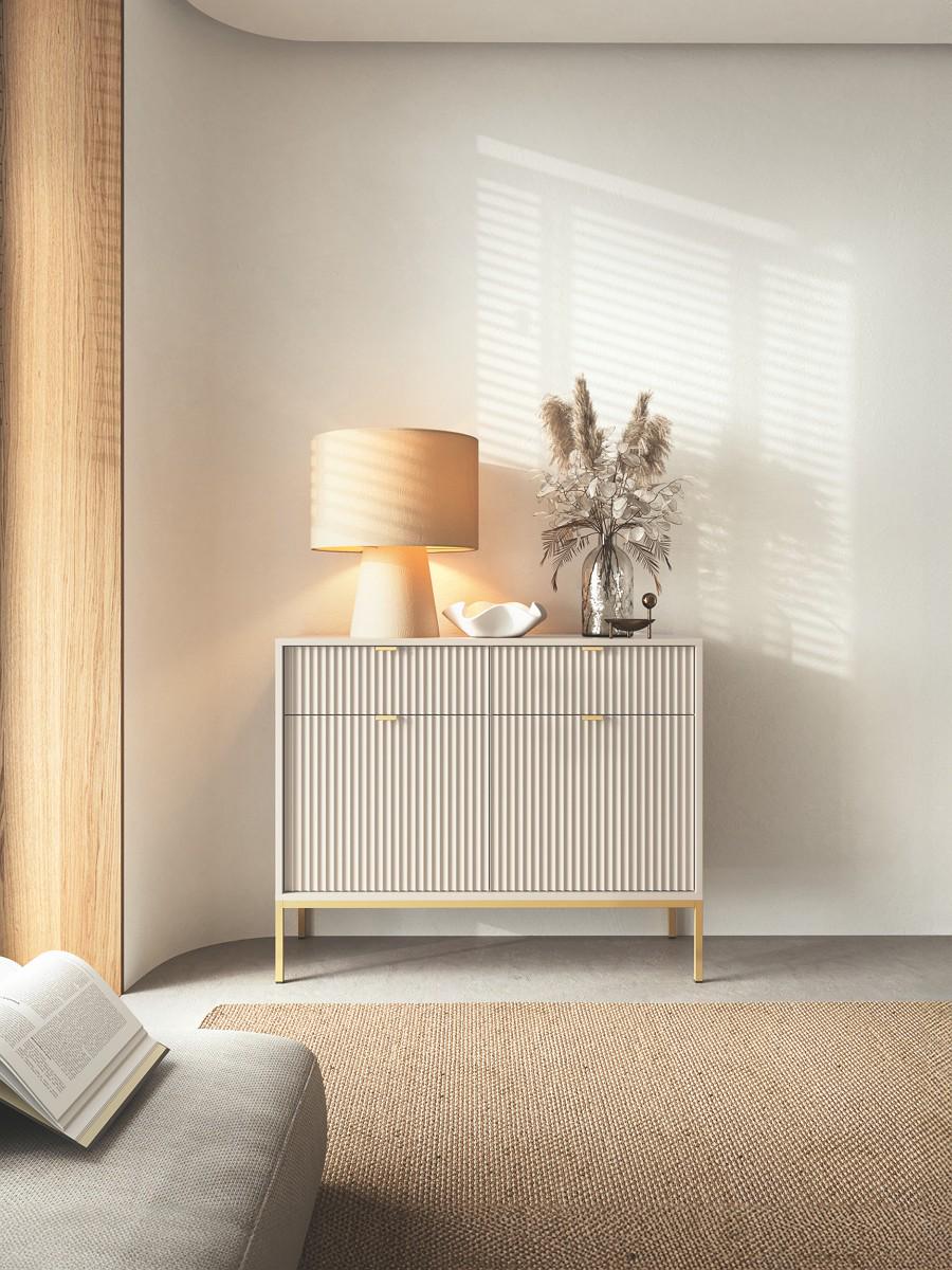 Комод Perfect Home Nova KSZ104 2-дверный с 2 ​​ящиками и золотыми ножками Кашемир (PFH-091223)