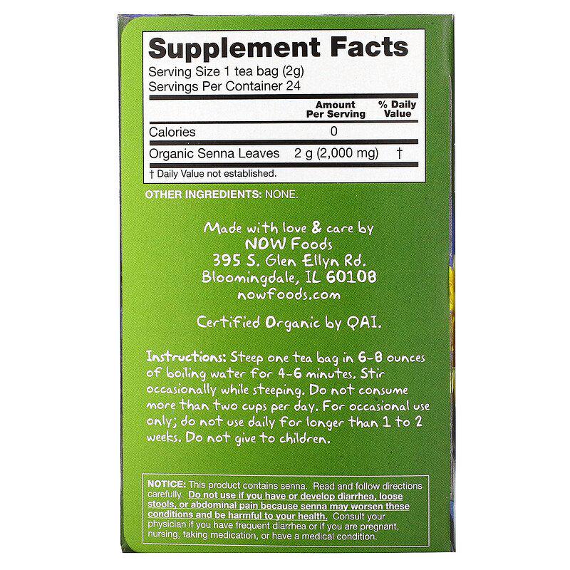 Чай Now Foods из органической сенны без кофеина 24 пакетика - фото 2 Чай Now Foods из органической сенны без кофеина 24 пакетика - фото 2
