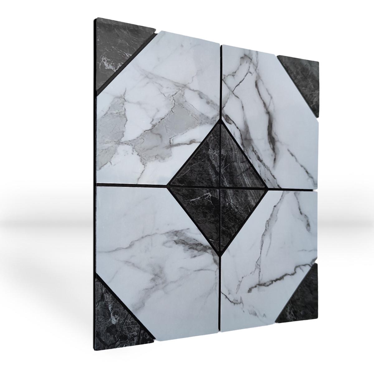 Плитка самоклеящаяся виниловая PET Большой ромб 30х30 см 4 мм Черно-белый