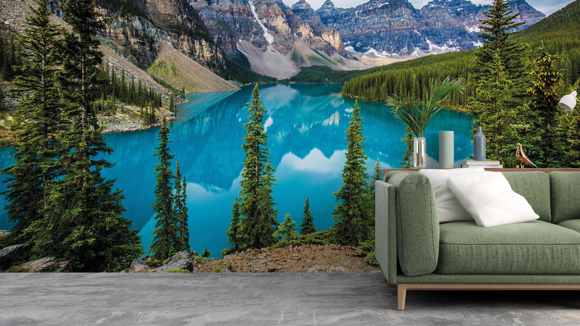 Фотообои флизелиновые Styleo Print-walls Голубое озеро в горах 052 300х200 см (Pw-052)