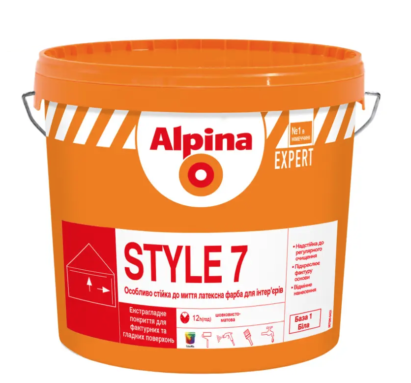 Фарба інтер'єрна латексна шовковисто-матова Alpina Expert Style 7 База 1 1 л (1812433725) Фарба інтер'єрна латексна шовковисто-матова Alpina Expert Style 7 База 1 1 л (1812433725)