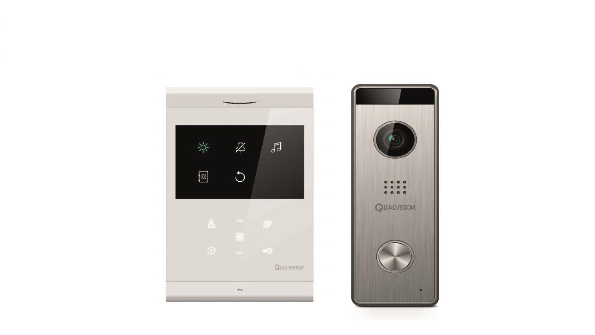 Комплект відеодомофона Qualvision QV-IDS4431 White+QV-ODS235SX Silver