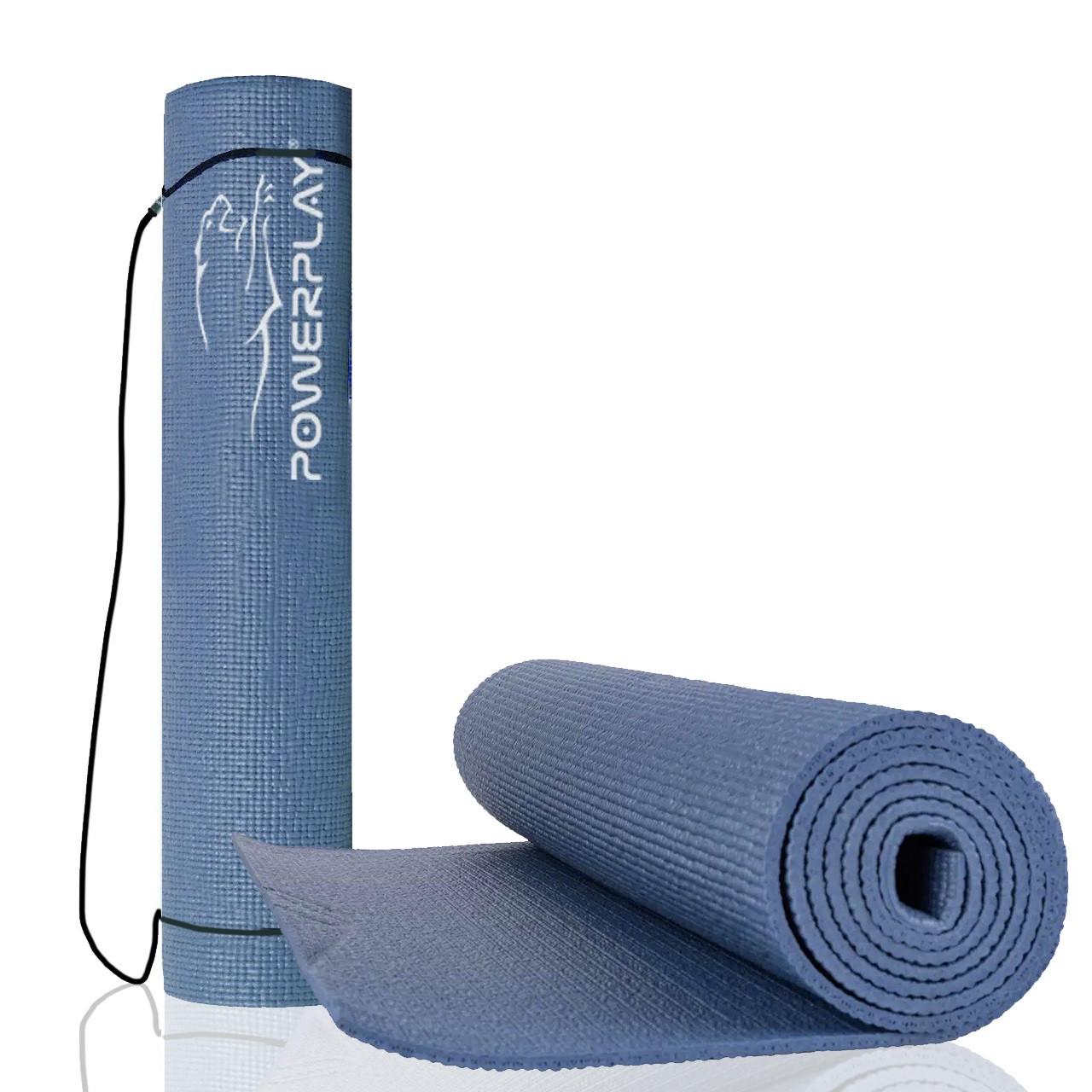 Килимок для йоги та фітнесу PowerPlay 4010 PVC Yoga Mat 173x61x0,6 см Темно-синій - фото 3