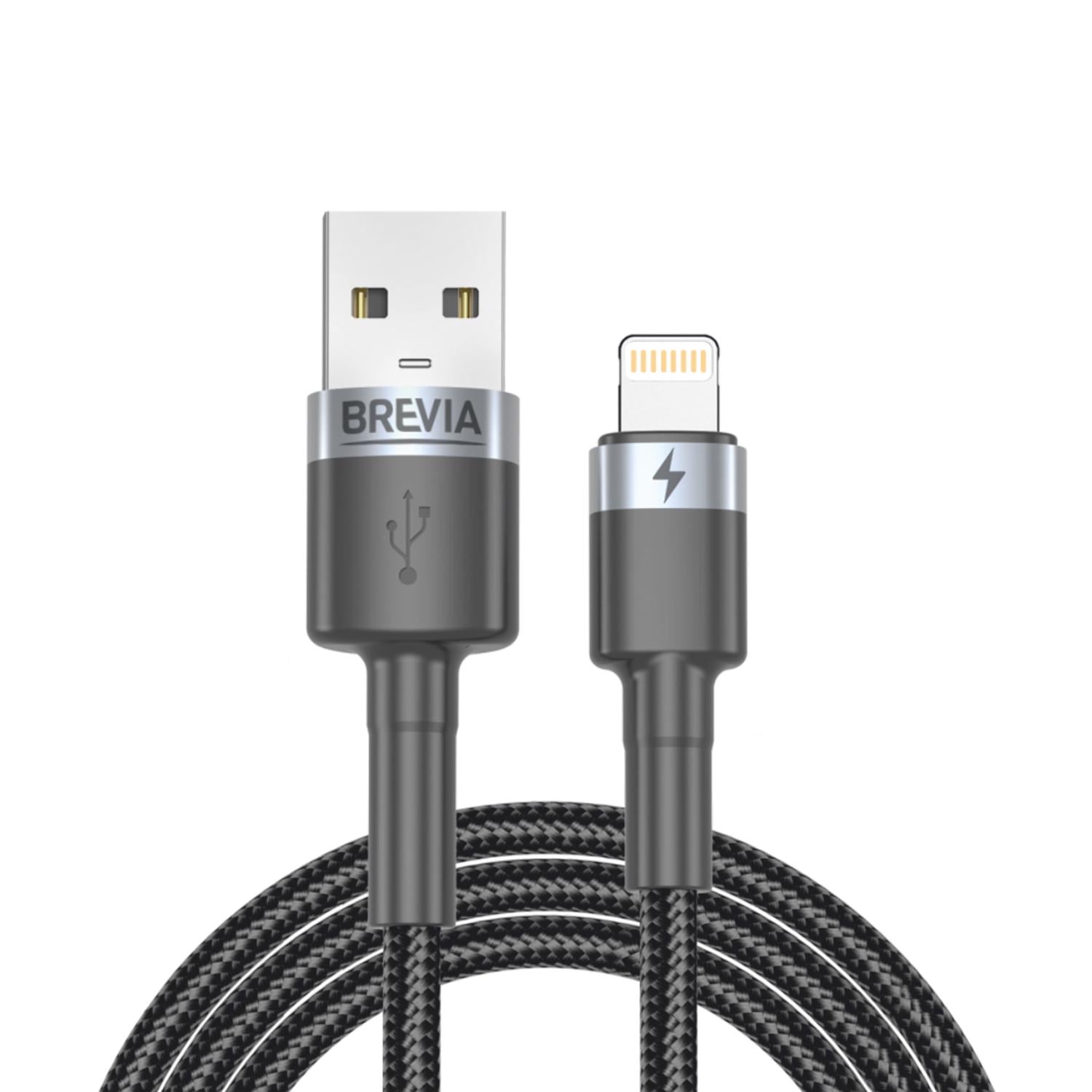 Кабель Brevia USB to Lightning 2,4А ZIP 1 м Черный (53100BULZ1)