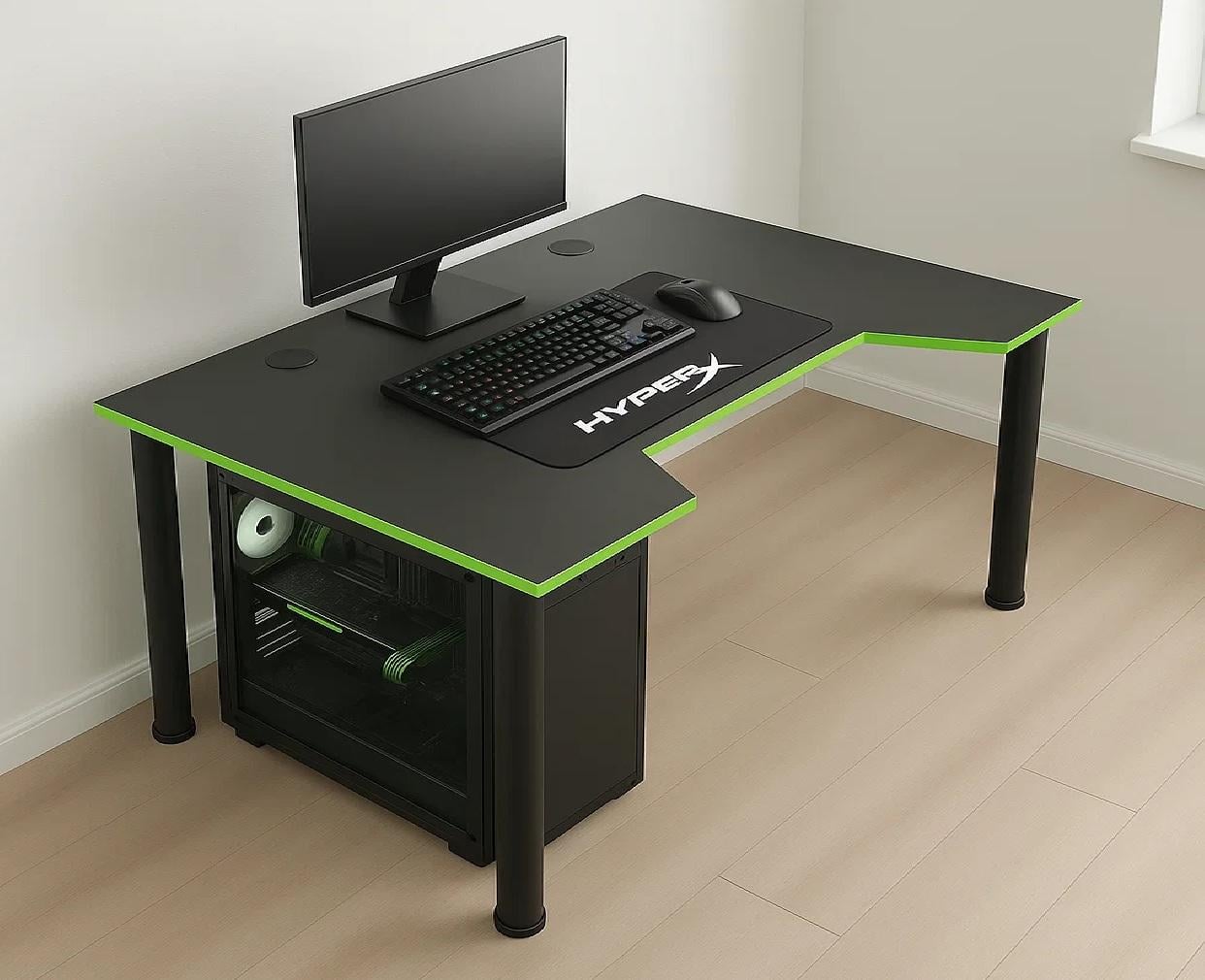 Геймерский стол X12 минимальный дизайн 120 см Черный с лаймом