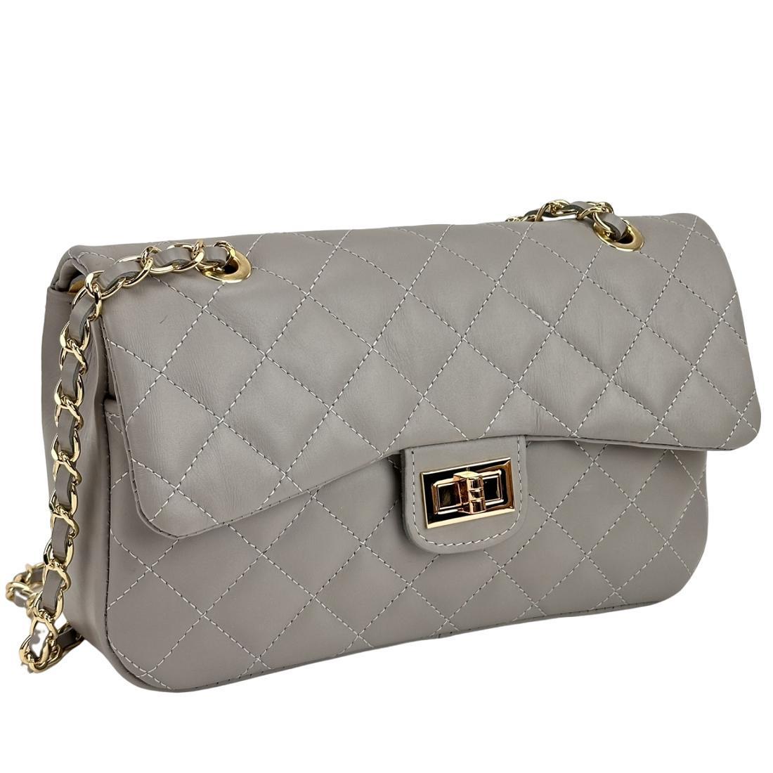 Женская сумка кожаная через плечо Firenze Italy F-IT-5865G на цепочке Серый (2656558972)