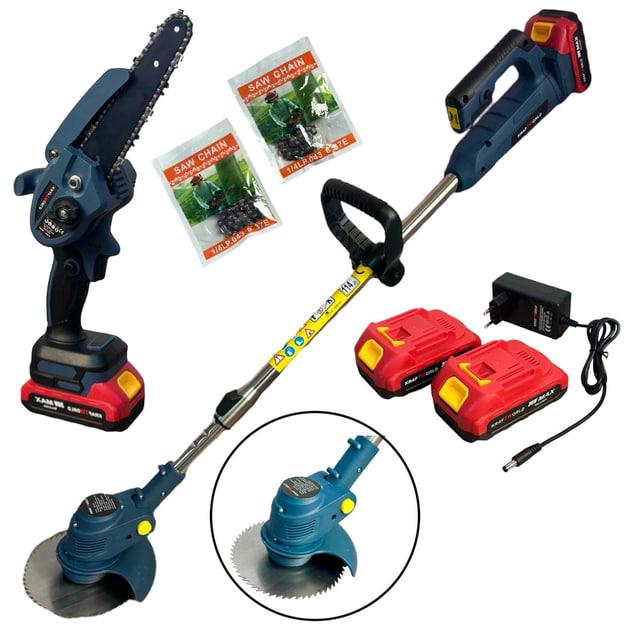 Косилка аккумуляторная и мини пила 2в1 для травы KRAFT WORLD - фото 11