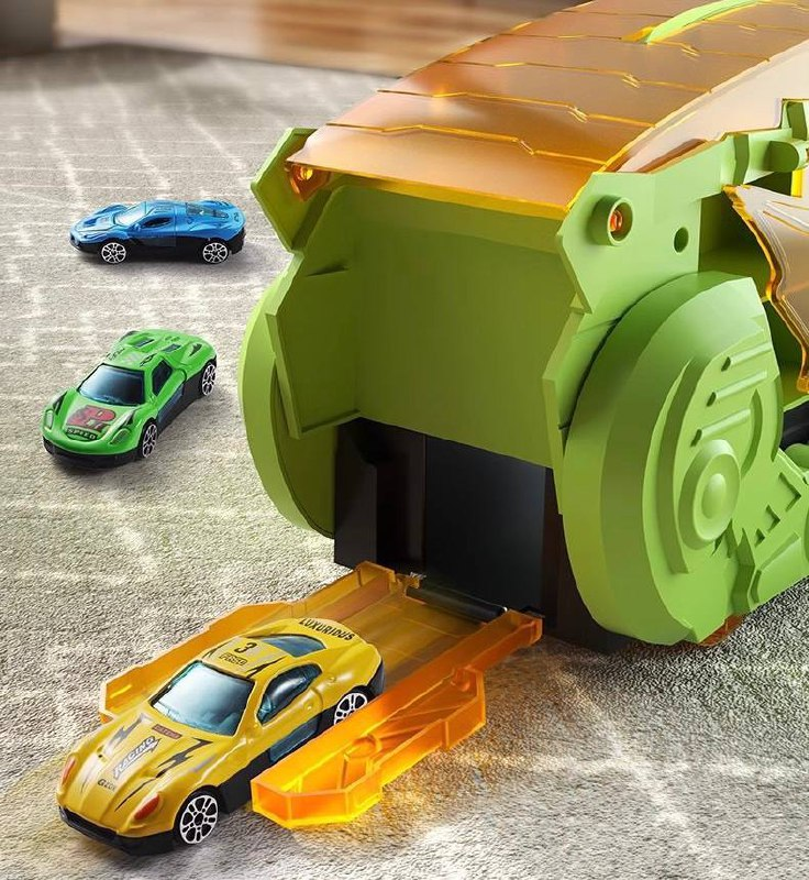 Мега трансформер Діно YM333-2 2в1 трейлер-автовоз з 3 машинками та бар'єрними аксесуарами для гри Зелений (2373698223) - фото 6 Мега трансформер Діно YM333-2 2в1 трейлер-автовоз з 3 машинками та бар'єрними аксесуарами для гри Зелений (2373698223) - фото 6