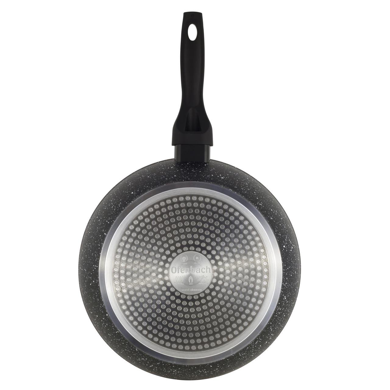 Набір посуду зі скляними термостійкими кришками та підставками Ofenbach КМ-100520 з литого алюмінію з 12 предметів Чорний мармур (150-84-100520) - фото 5 Набір посуду зі скляними термостійкими кришками та підставками Ofenbach КМ-100520 з литого алюмінію з 12 предметів Чорний мармур (150-84-100520) - фото 5