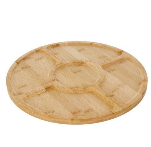 Доска бамбуковая поворотная для подачи сыра фруктов и закусок на 5 секций Доска бамбуковая поворотная для подачи сыра фруктов и закусок на 5 секций