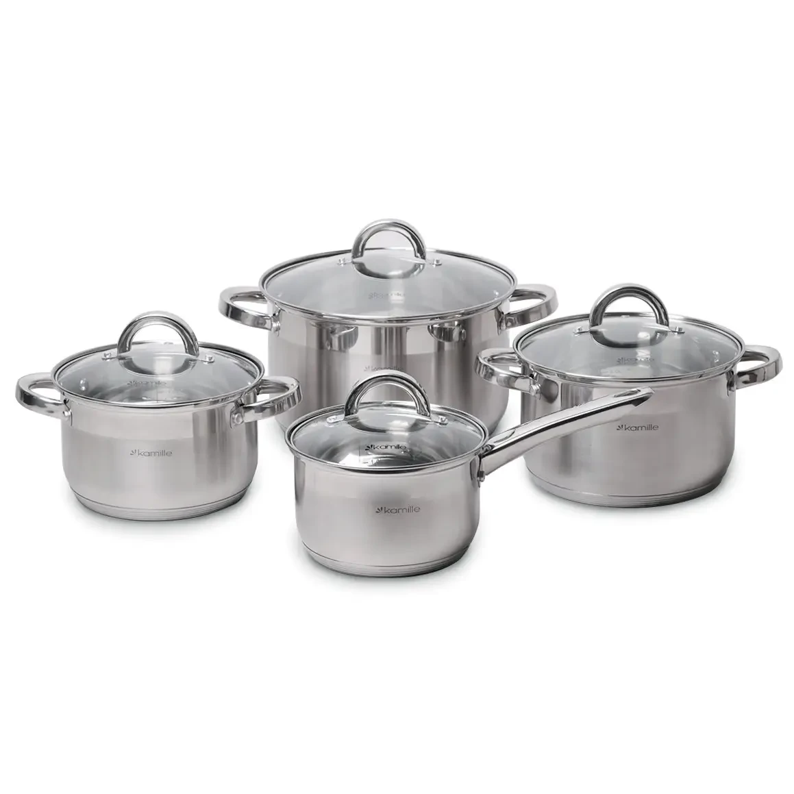 Набор кастрюль Kamille из нержавеющей стали 8 пр. (KM-5632S)