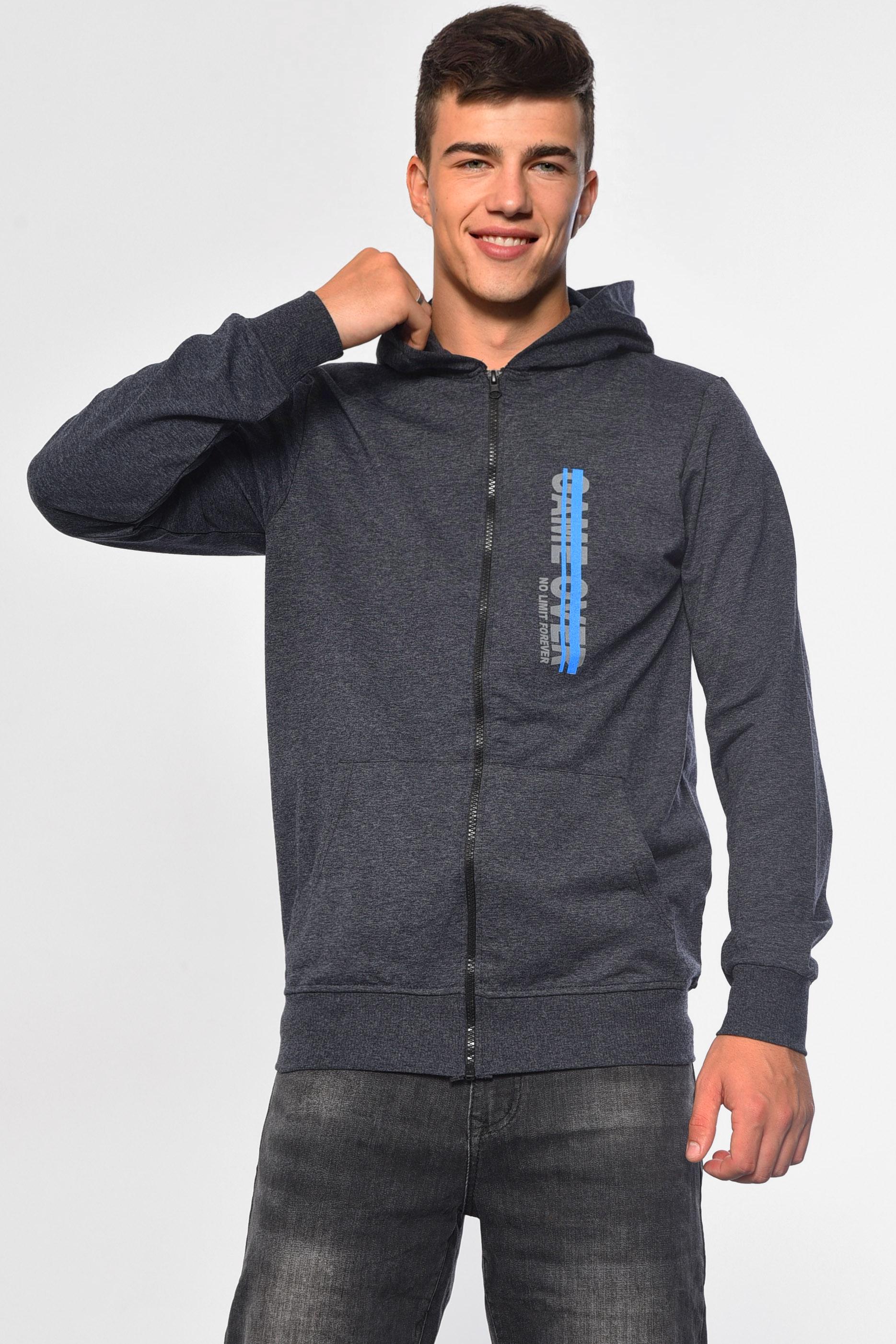 Кофта мужская на молнии XL Темно-серый (182314)