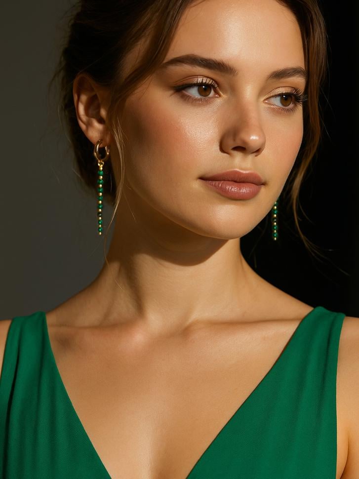 Сережки з малахітом (5480)