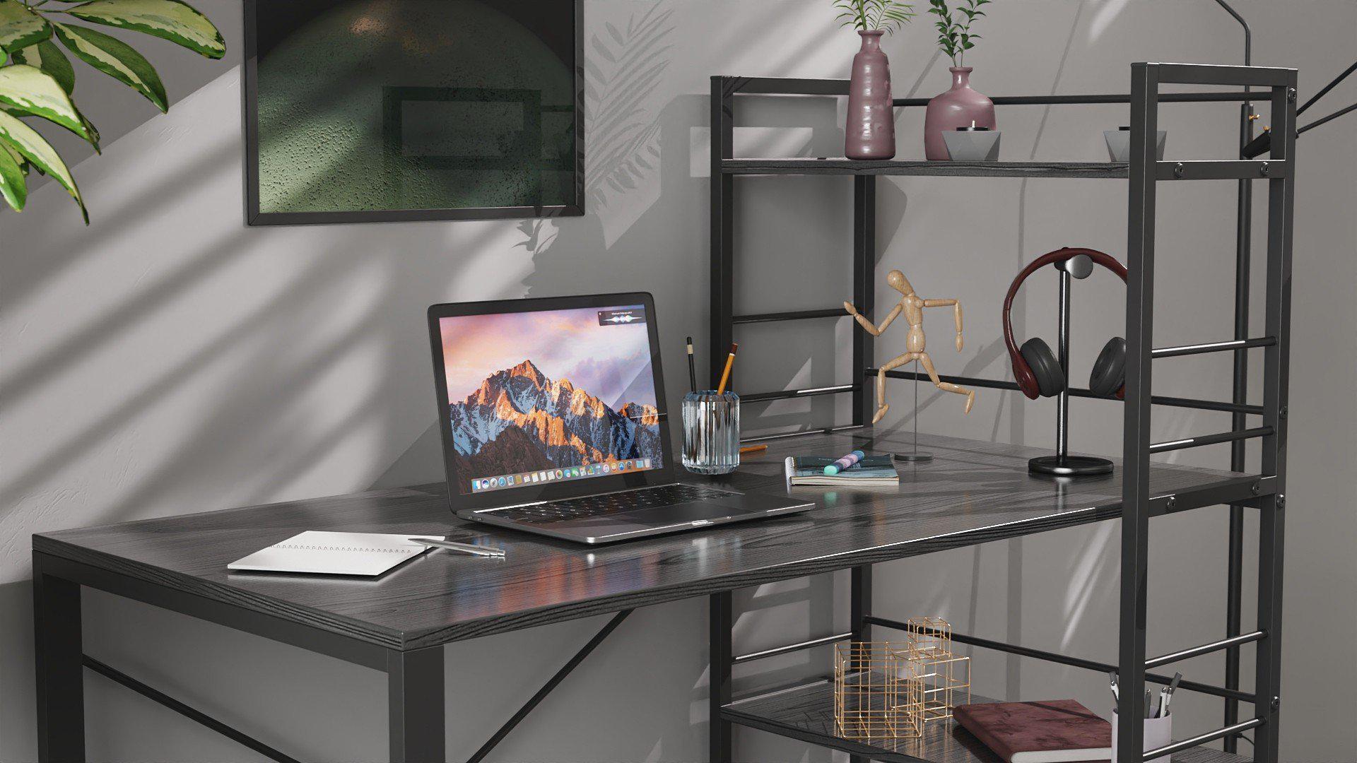 Письмовий стіл Ferrum-decor Konekt з етажеркою метал/ДСП 16 мм Чорний/Венге Магія (FRD-105744) - фото 2