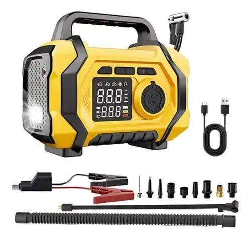 Компрессор портативный ATJ-201 для накачки шин с функцией повербанка и цифровым экраном 10 бар 145 PSI 60Hz Желтый (opt-104920)