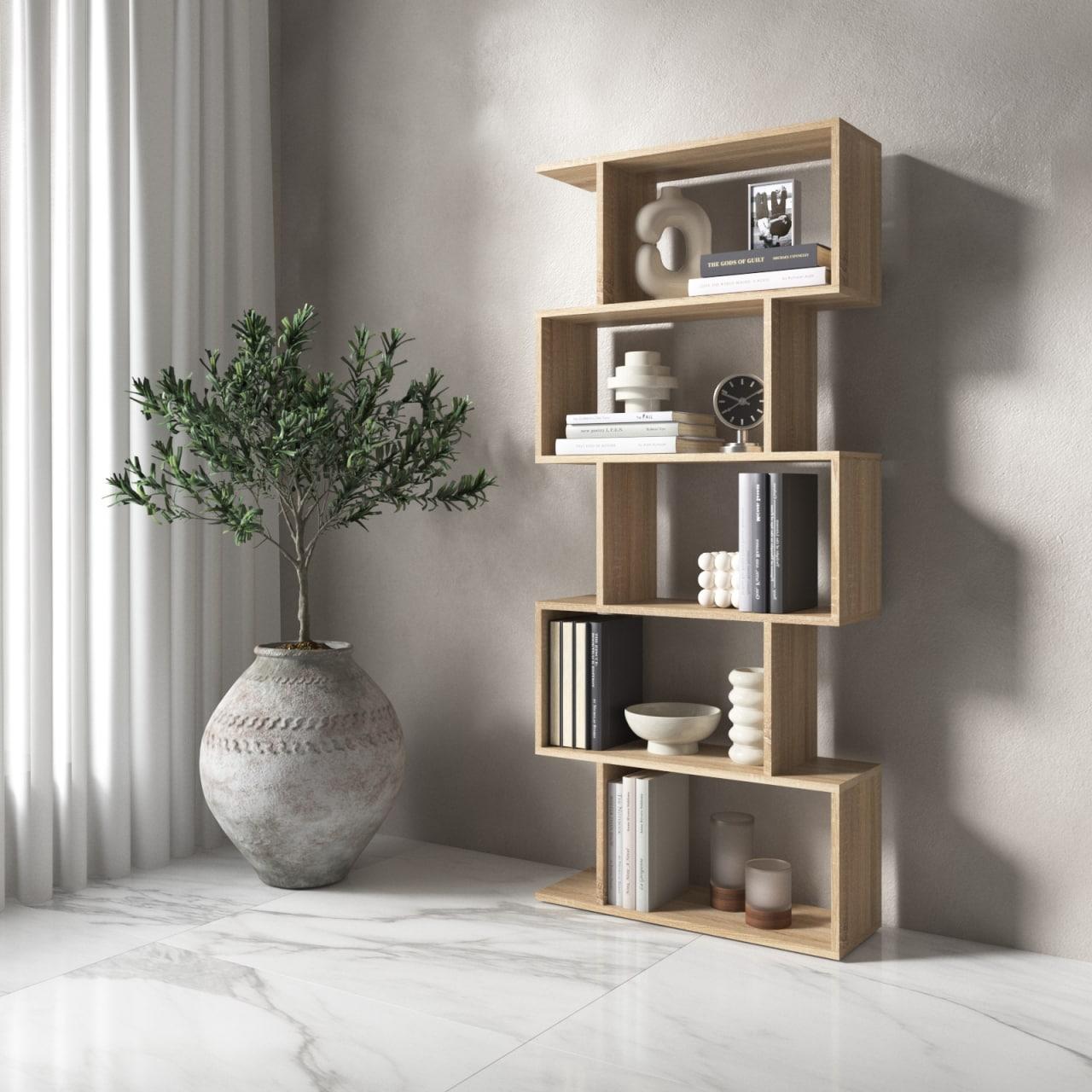 Полиця для книг VAYS M-12 стелаж на 5 полиць ЛДСП 70×24×163 см Дуб Сонома (1794685676) Полиця для книг VAYS M-12 стелаж на 5 полиць ЛДСП 70×24×163 см Дуб Сонома (1794685676)