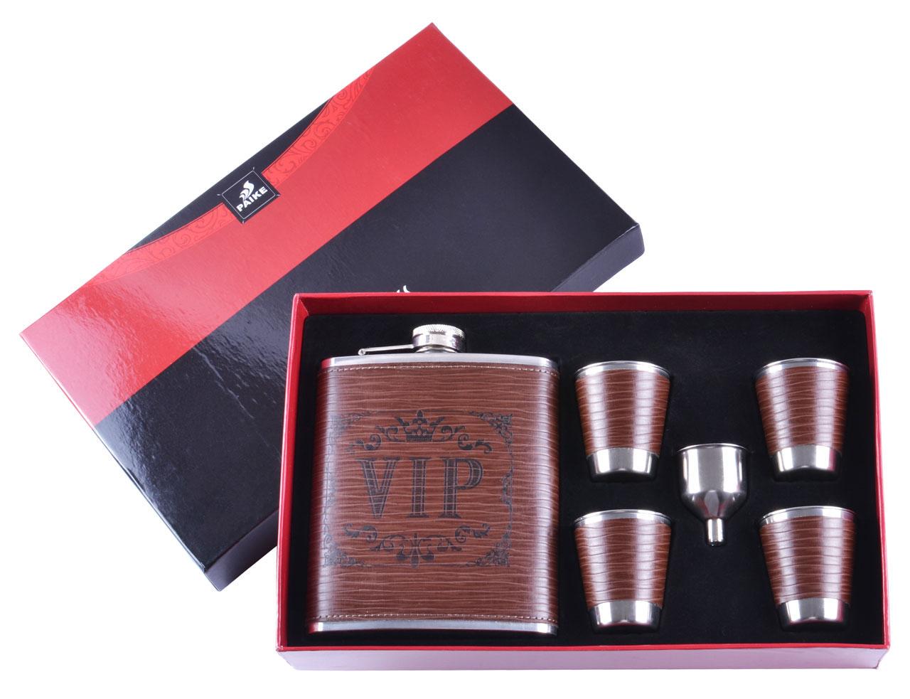 Набор фляга и 4 стопки Vip Gift Dark 530 мл Коричневый