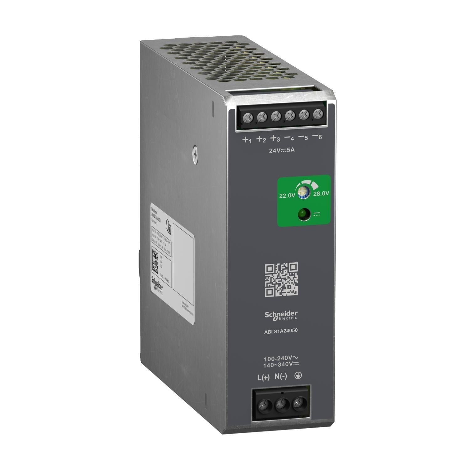 Блок питания на DIN-рейке Schneider Electric Modicon Power Supply 120 Вт 1Ф 5A 24 В оптимизирован (ABLS1A24050)