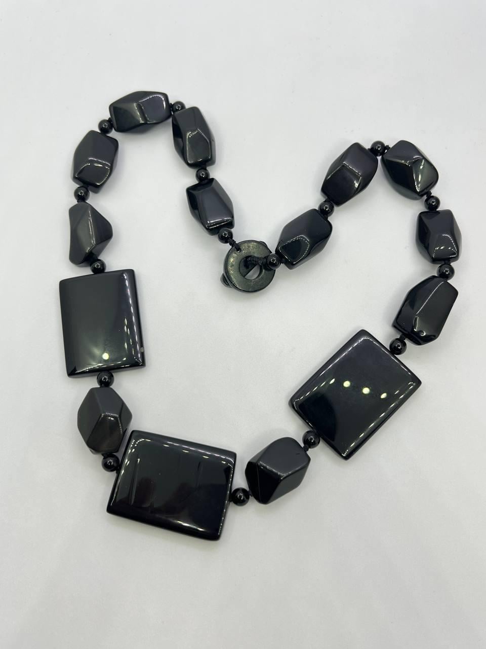 Бусы агат 50 см Черный (10305)