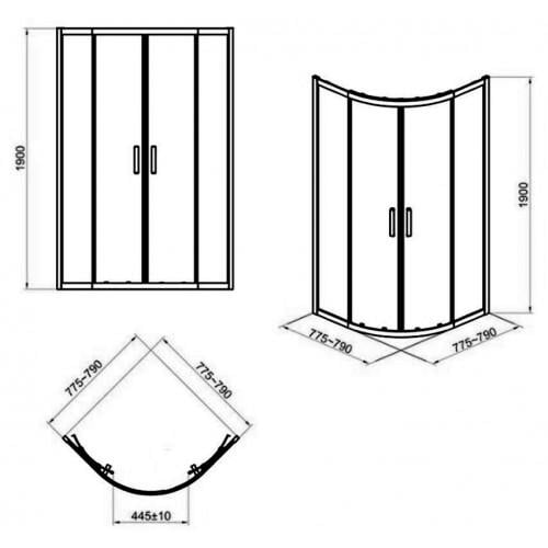 Душова кабіна Cersanit Zip S154-001 80x80x190 см Хром (176367) - фото 4 Душова кабіна Cersanit Zip S154-001 80x80x190 см Хром (176367) - фото 4