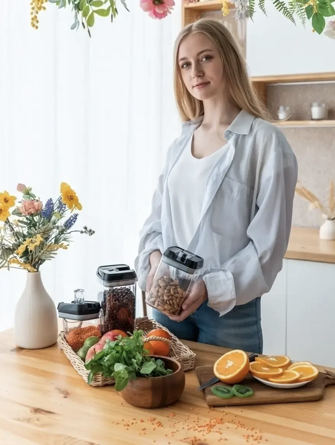 Набір контейнерів для сипучих продуктів 7 ємностей з вакуумною кришкою (Е500015) - фото 3