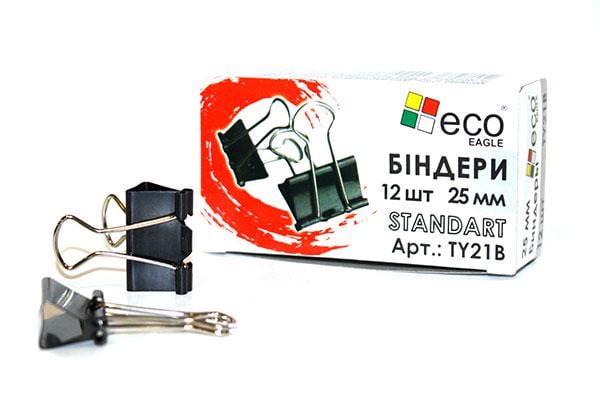 Биндер Eco Eagle 25 мм 12 шт. в упаковке Черный (TY21B)