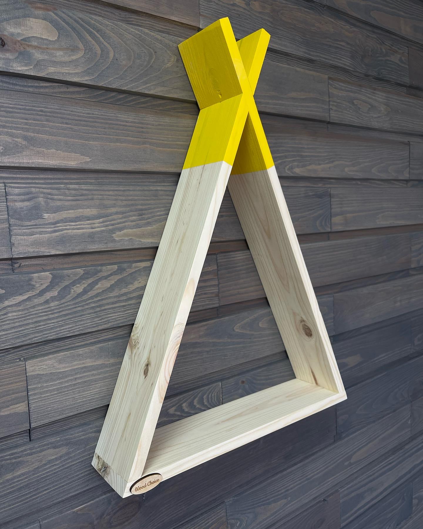 Настінна поличка вігвам 48х35х8см Дерево/Жовтий - фото 2 Настінна поличка вігвам 48х35х8см Дерево/Жовтий - фото 2