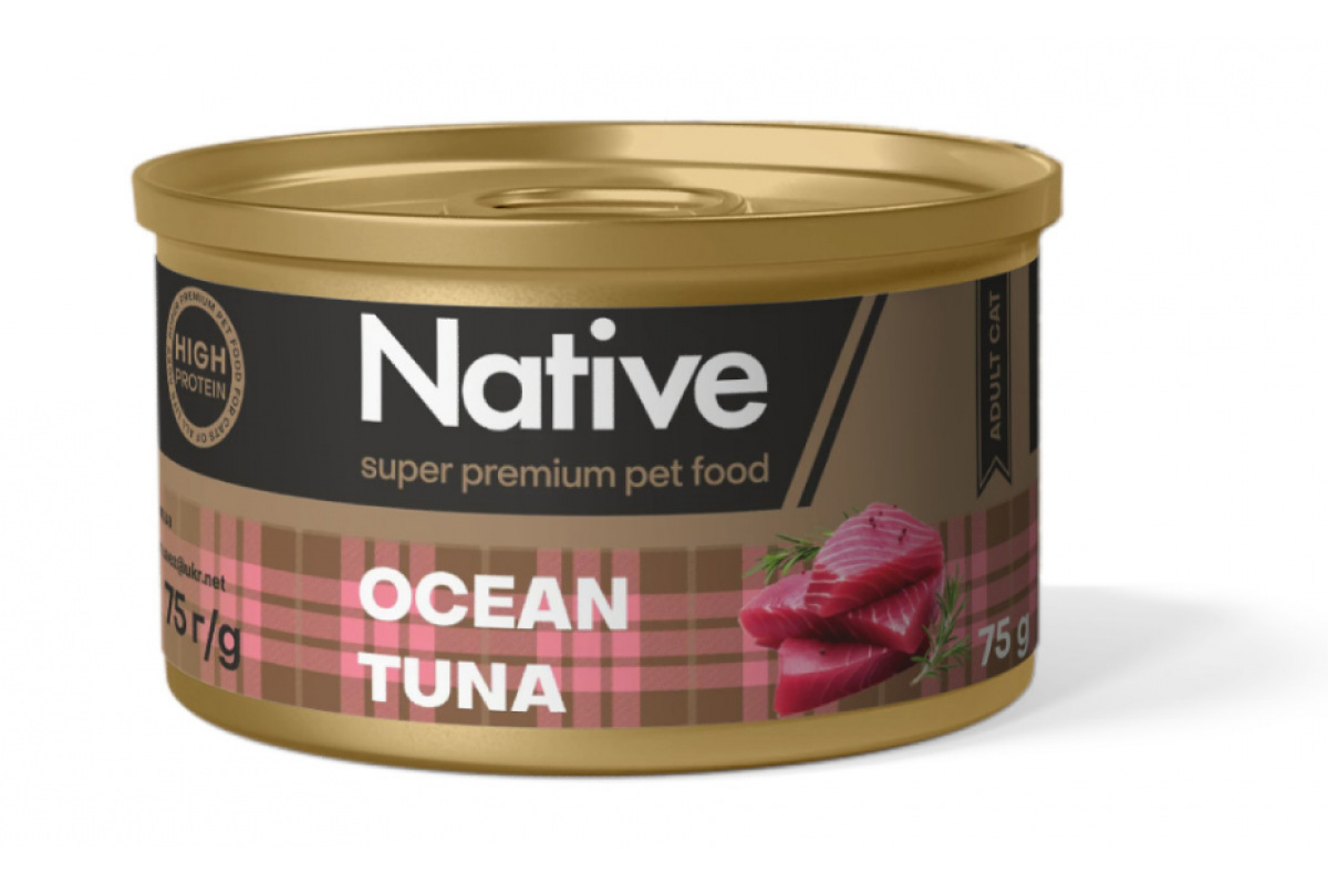Корм для котів натуральний консервований NATIVE з океанічним тунцем 75 г (2644182352)