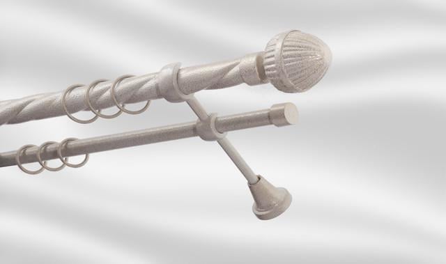 Карниз для штори Plastidea Одеон металевий подвійний кручений з прищіпками D 25-16 мм 240 см Біле золото Карниз для штори Plastidea Одеон металевий подвійний кручений з прищіпками D 25-16 мм 240 см Біле золото