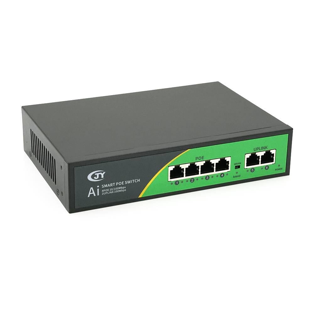 Комутатор POE JY-1006B 4 10/100 з блоком живлення 52V 1,38A (29611)