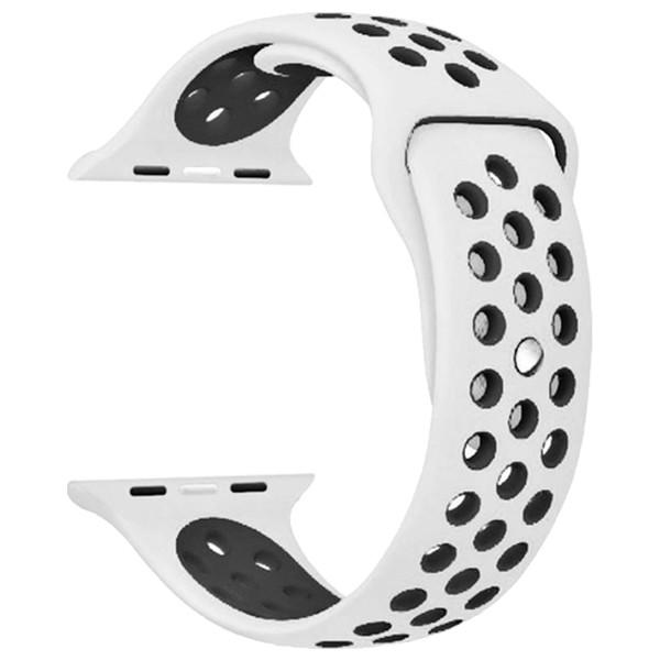 Ремешок силиконовый с перфорацией для Apple Watch 38/40/41 mm Series SE/7/6/5/4/3/2/1 Бело-черный