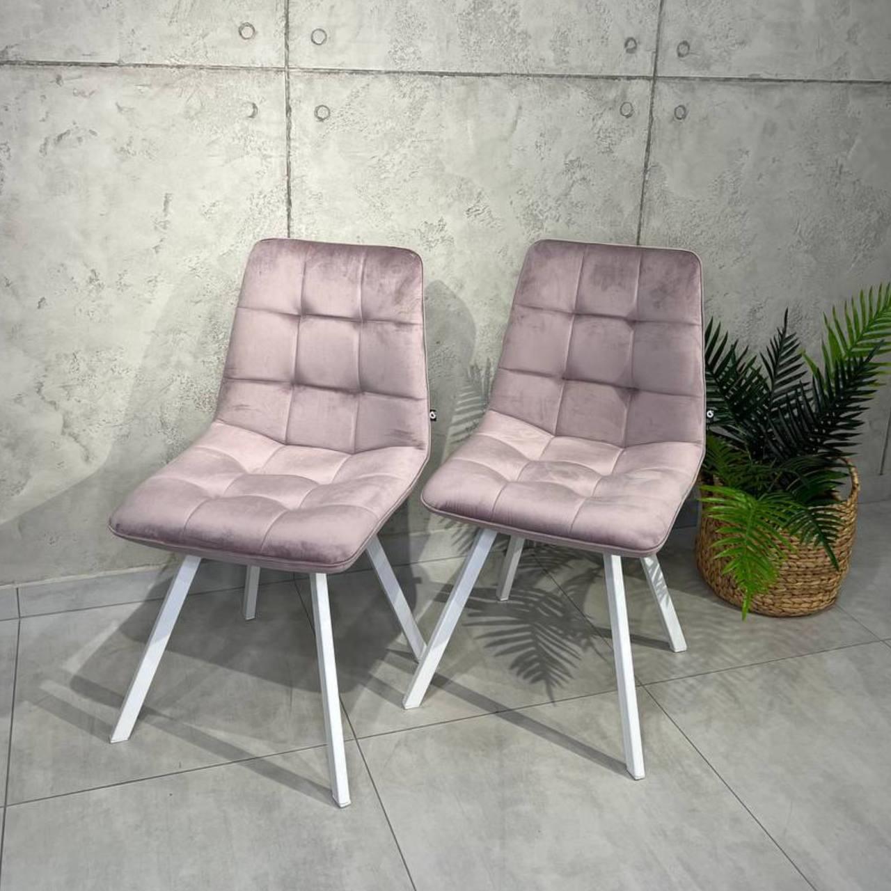 Стул кухонный велюровый Jam EximTextil Жасмин Пудровый/Белый мат