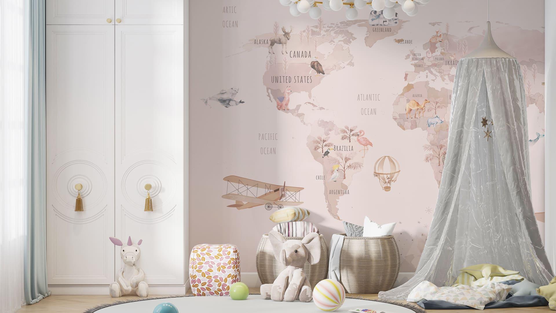 Фотообои флизелиновые Styleo Print-walls Карта мечтаний и зверушек 0898 300х250 см (Pw-0898/2)