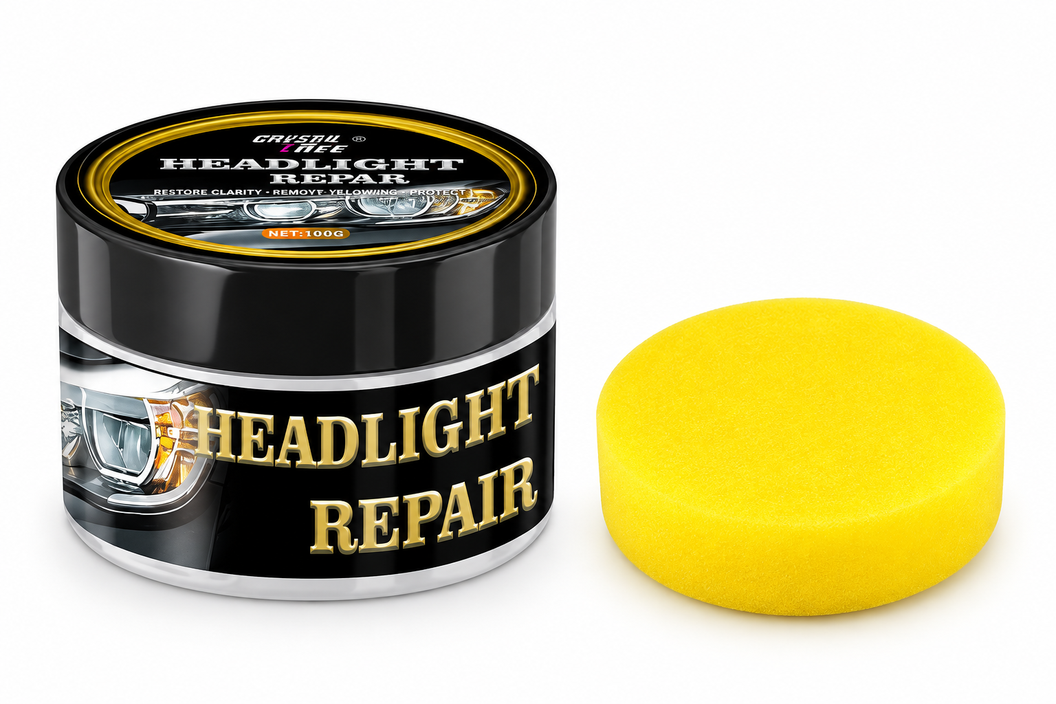 Полировочный воск для восстановления автомобильных фар Headlight Repair с губкой 100 г (37953602)