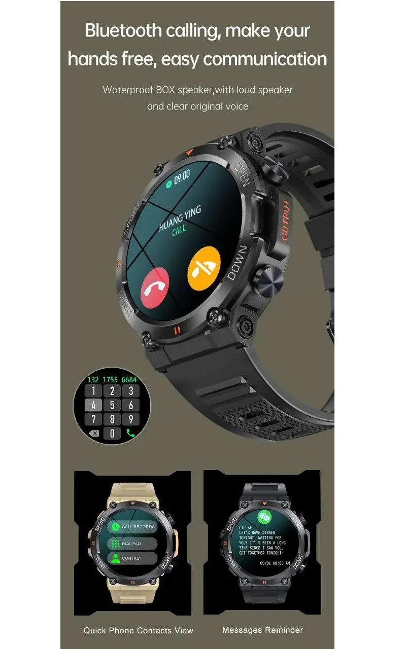 Смарт-часы военные Mevaden Hunter Army 1,39" Bluetooth 5.0/звонки Черный - фото 6