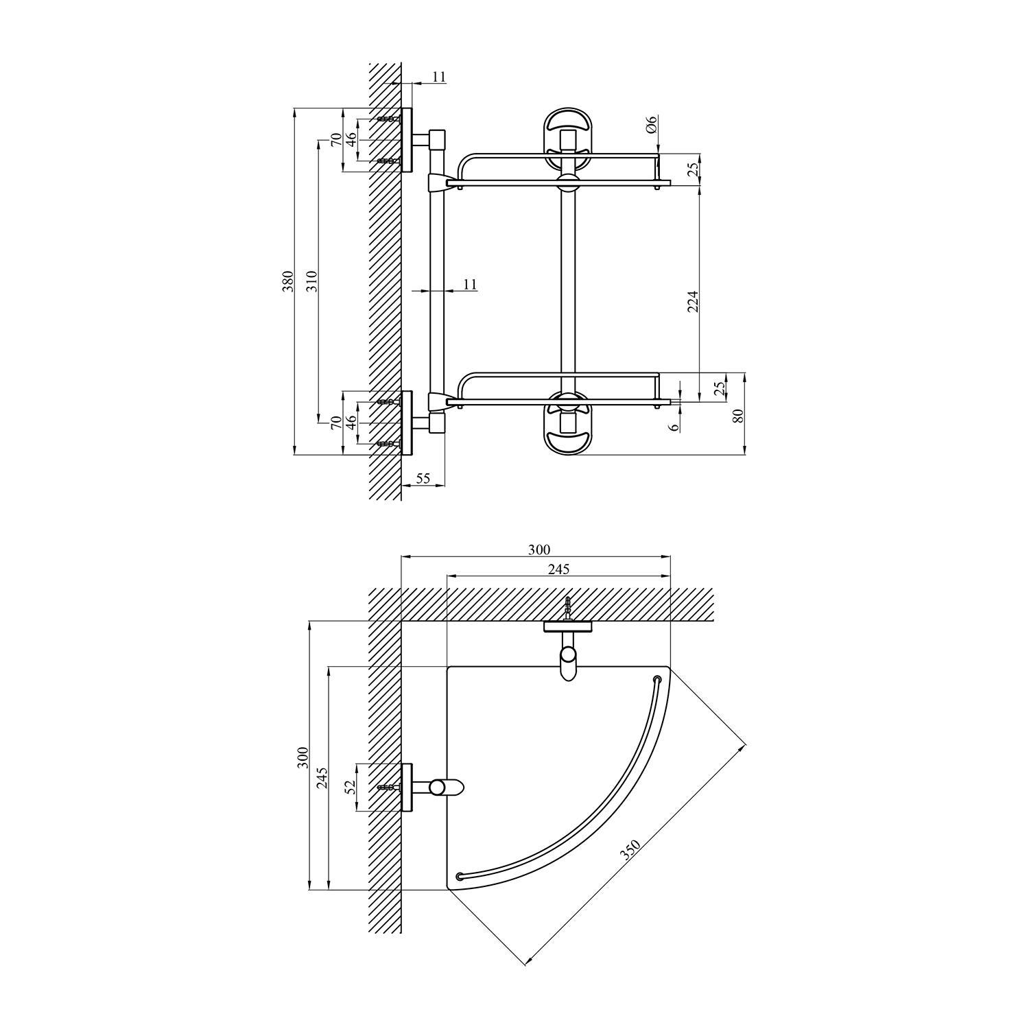 Полка для ванной комнаты угловая Kroner KRM Elbe ACG2907-2 (20651893) - фото 2 Полка для ванной комнаты угловая Kroner KRM Elbe ACG2907-2 (20651893) - фото 2